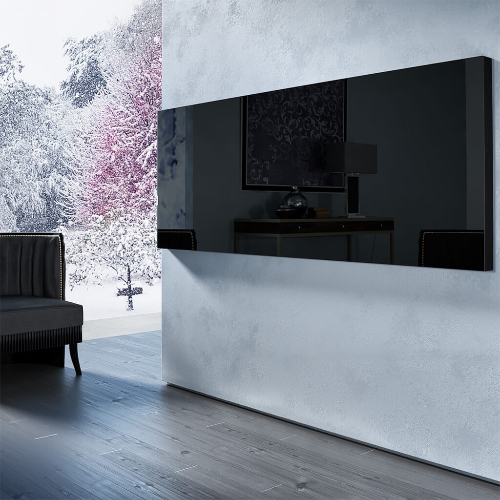 Встроенный телевизор Tele-Art Q70W Black Glass в выключенном состоянии